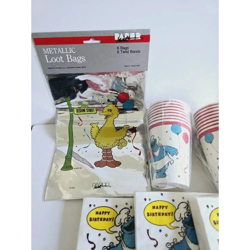 Sesame Street Big Bird Cookie Monster Vintage Birthday Party Supplies Lot Of 12 - Picture 3 of 9